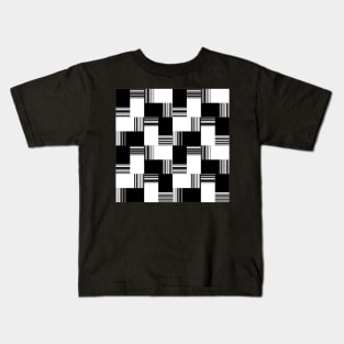 Black and White Rainbow Tiles Kids T-Shirt